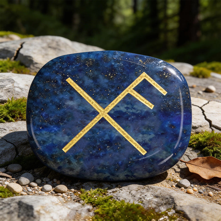 WorldNorse Gibo Auja Positive Fortune Rune Crystal Decor - Lapis Lazuli - image 8