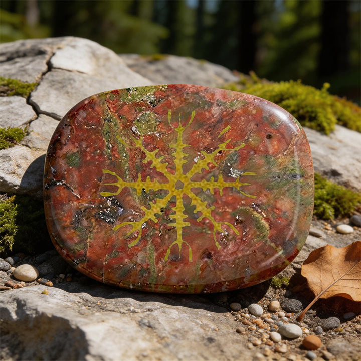 WorldNorse Helm of Awe Courage Protection Rune Crystal Decor - Unakite - image 10