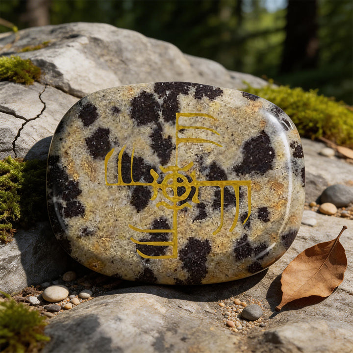 WorldNorse Ginfaxi Warrior Victory Rune Crystal Decor - Dalmatian Jasper - image 11