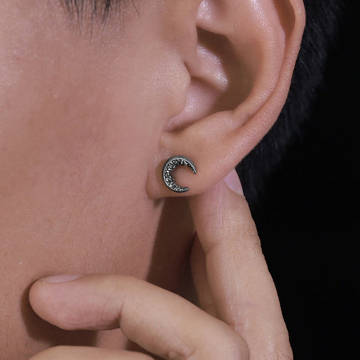 WorldNorse Handcrafted 999 Silver Fragmented Stone Crescent Earrings - image 2