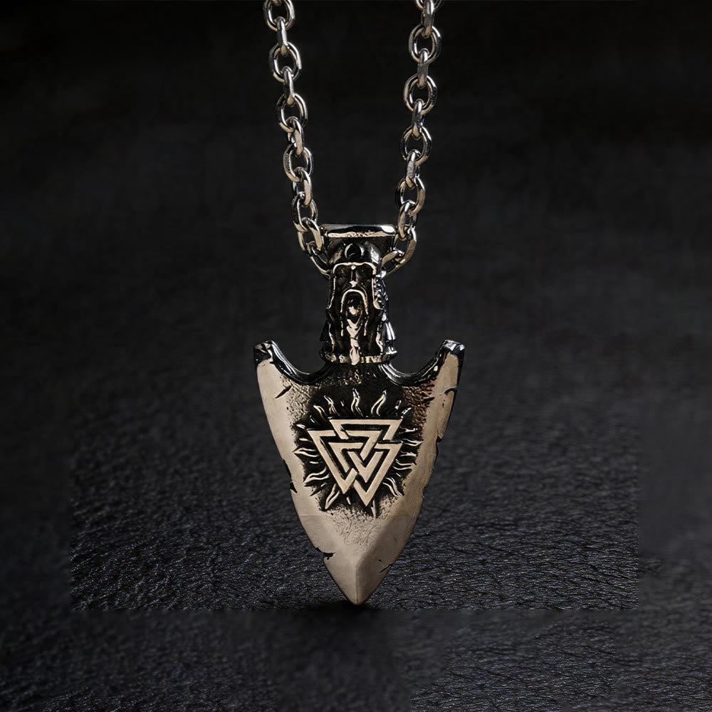 WorldNorse Vegvisir Valknut Retro Arrowhead Necklace - With Chain - Silver - image 8