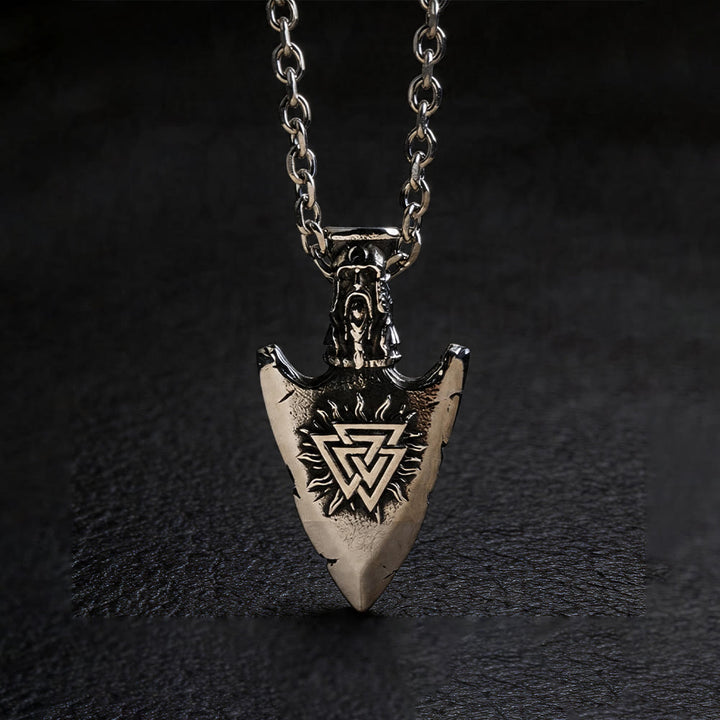WorldNorse Vegvisir Valknut Retro Arrowhead Necklace - With Chain - Silver - image 8