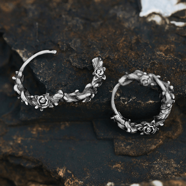 WorldNorse Handcrafted 925 Silver Thorny Bloom Wreath Earrings - A Pair - image 0