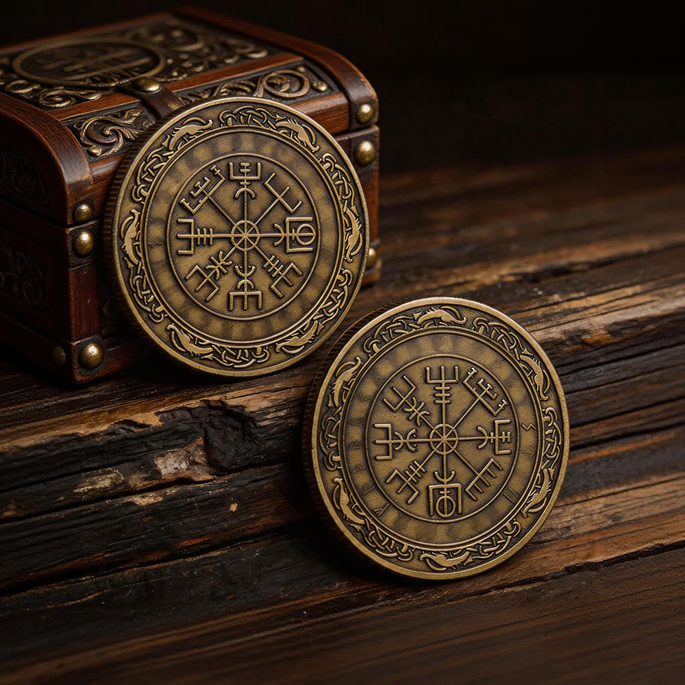 WorldNorse Double-sided Viking Lucky Commemorative Coin - Vegvisir # Bronze - image 12