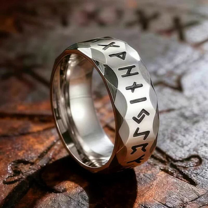 WorldNorse Hammered Futhark Rune Viking Amulet Ring - Silver - AU Size Z（US 13） - image 5