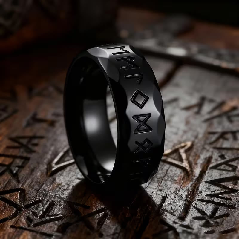 WorldNorse Hammered Futhark Rune Viking Amulet Ring - Black - AU Size Z（US 13） - image 10