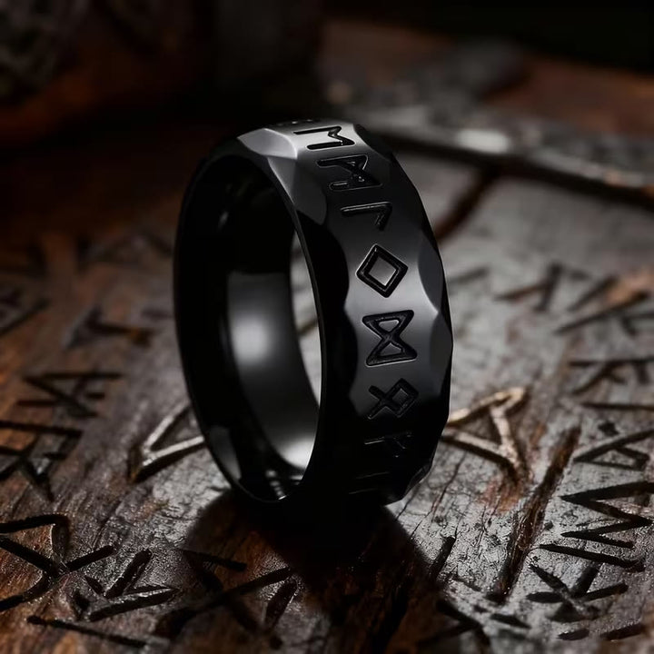 WorldNorse Hammered Futhark Rune Viking Amulet Ring - Black - AU Size Z（US 13） - image 10
