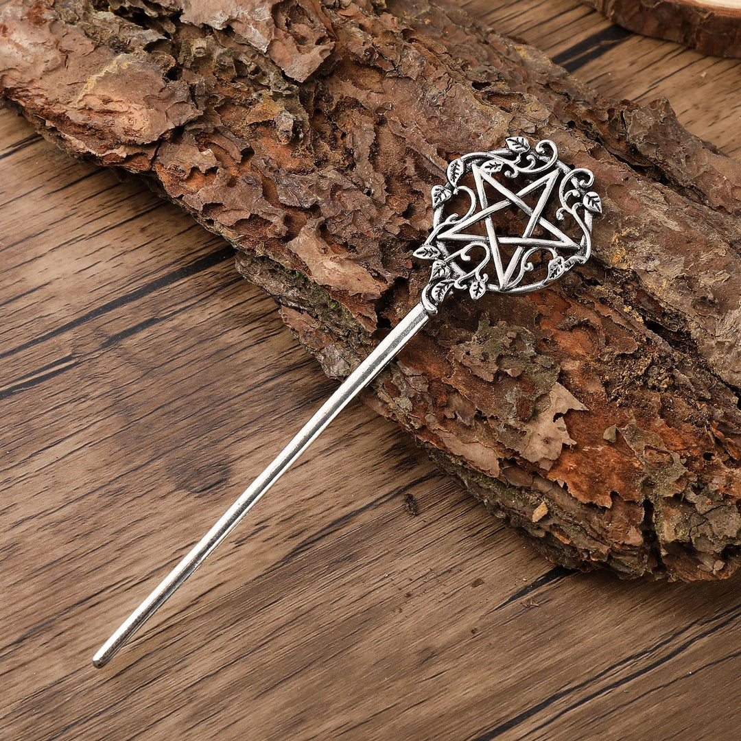WorldNorse Floral Pentagram Vine Hairpin - Pentagram - image 0