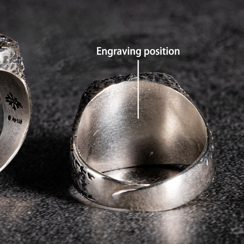 WorldNorse Handcrafted 925 Silver Forged Rune Ember Crest Ring - Adjustable - YES PLEASE - image 6