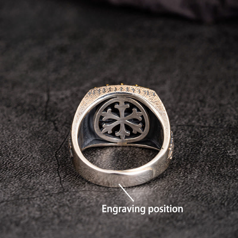 WorldNorse Handcrafted 925 Silver Celtic Cross Mjolnir Ring - Vegvisir - US 12 - YES PLEASE - image 1