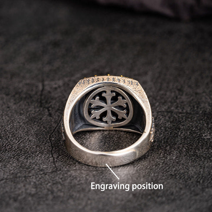 WorldNorse Handcrafted 925 Silver Celtic Cross Mjolnir Ring - Vegvisir - US 12 - YES PLEASE - image 1