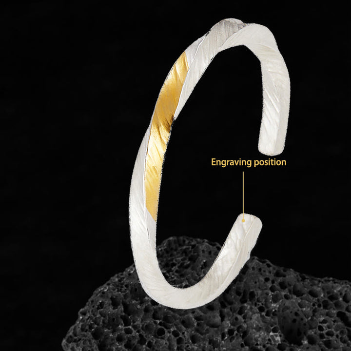 WorldNorse Handcrafted 999 Silver Flowing Fire Inlay Bracelet - Gold Silver - 18cm - YES PLEASE - image 8
