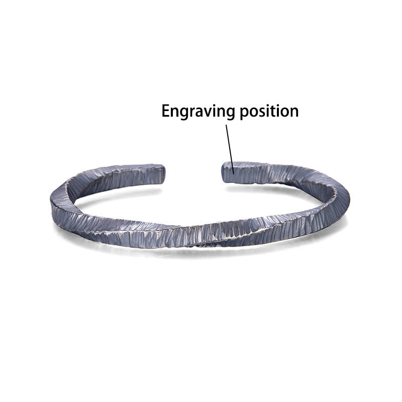 WorldNorse Handcrafted 999 Silver Rugged Ribbed Embossed Cuff Bracelet - Inner Circumference 19 cm - YES PLEASE - image 4