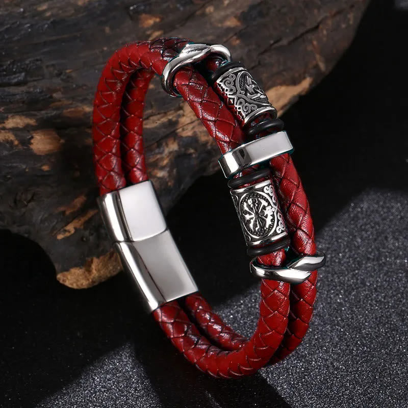 WorldNorse Celtic Knot And Viking Compass Stainless Steel Bracelet - Red - 22.5cm - image 12