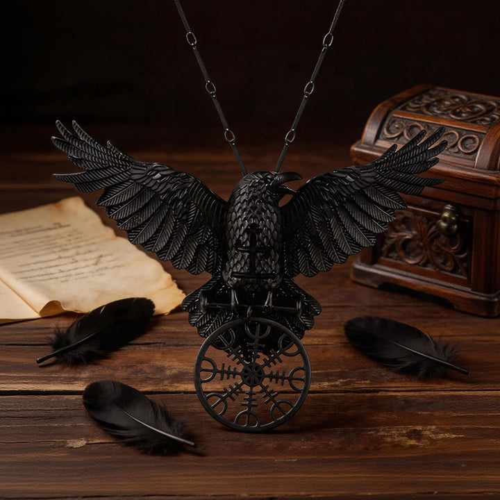 WorldNorse Viking Raven Odin Crow Vegvisir Compass Pendant Keychain / Necklace - image 5