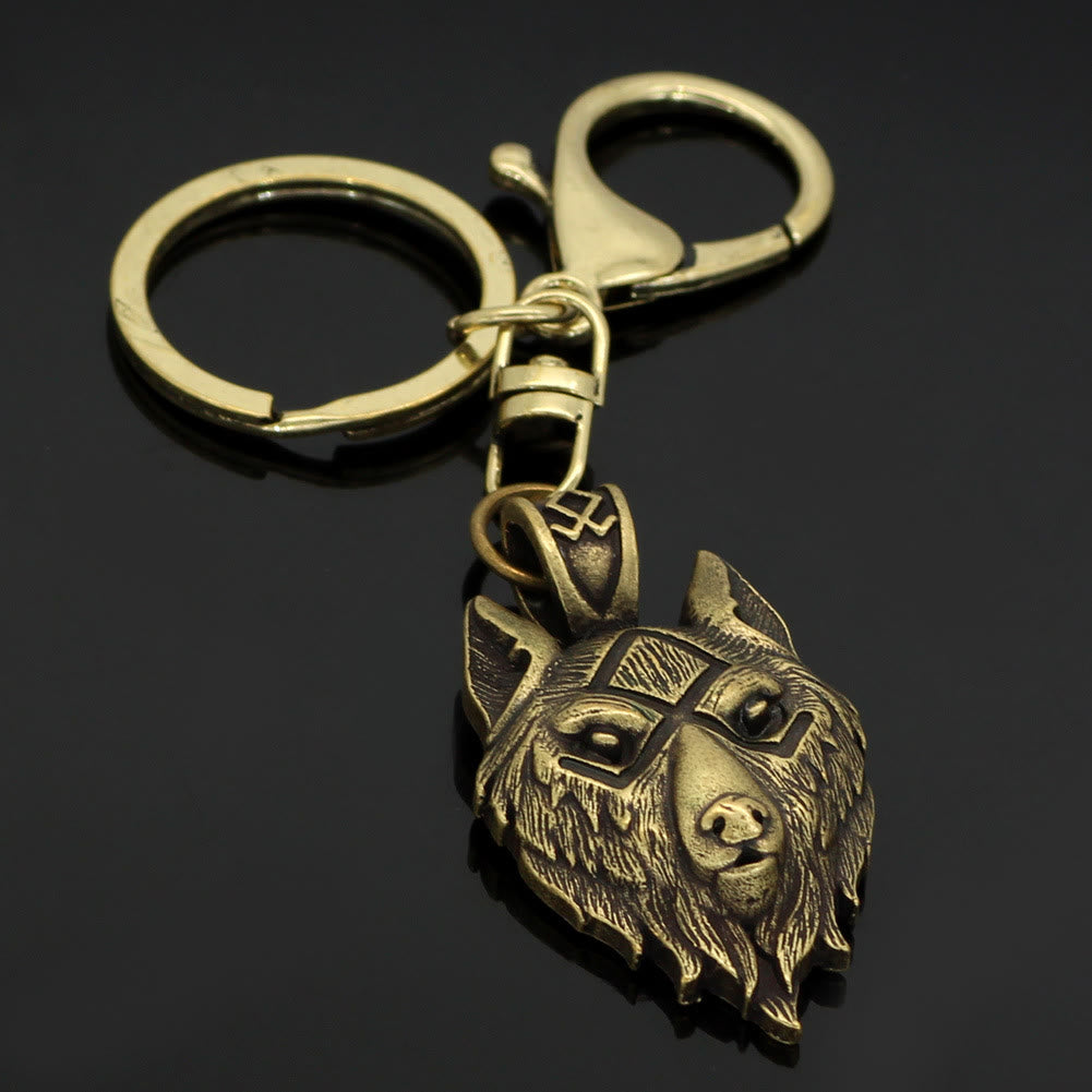 WorldNorse Viking Rune Wolf Head Keychain - image 3