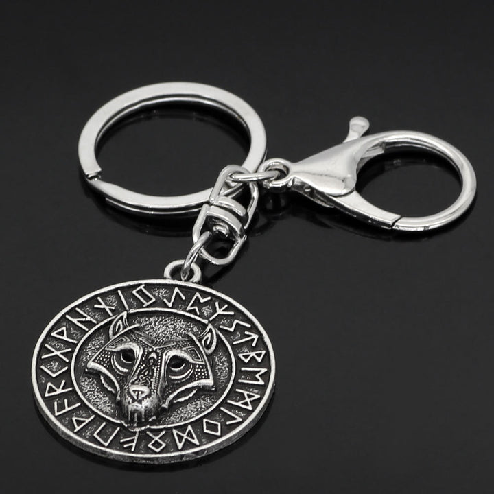 WorldNorse Rune Border Wolf Head Keychain - image 4