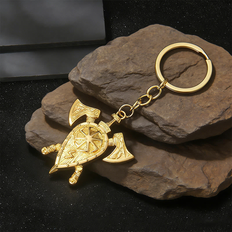 WorldNorse Dual Axe Shield Emblem Keychain - image 5