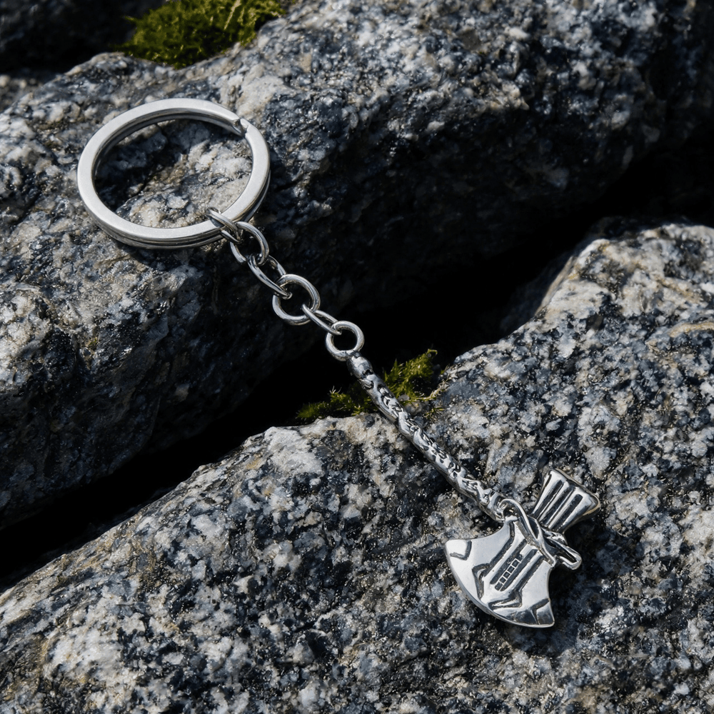 WorldNorse Wrapped Handle Viking Axe Keychain - Silver - image 1