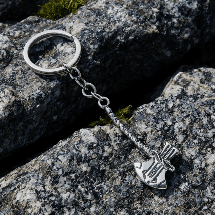 WorldNorse Wrapped Handle Viking Axe Keychain - Silver - image 1