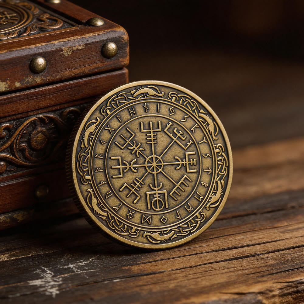 WorldNorse Antique Vegvisir Compass Embellished Commemorative Coin - image 3