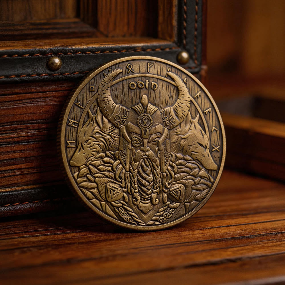 WorldNorse Odin Twin Wolf Valknut Commemorative Coin - image 2