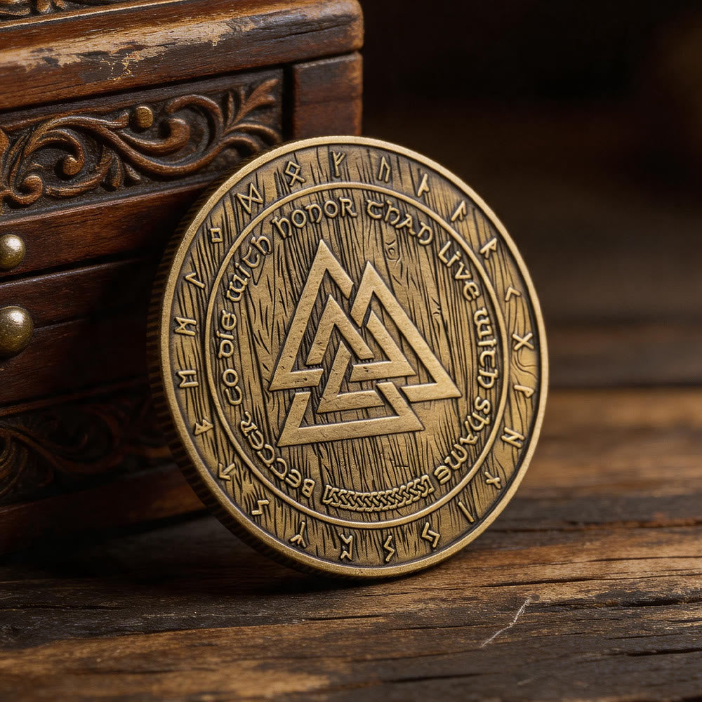 WorldNorse Odin Twin Wolf Valknut Commemorative Coin - image 3