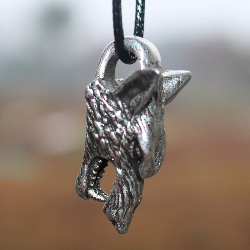 WorldNorse Antique Textured Wolf Head Necklace - image 1