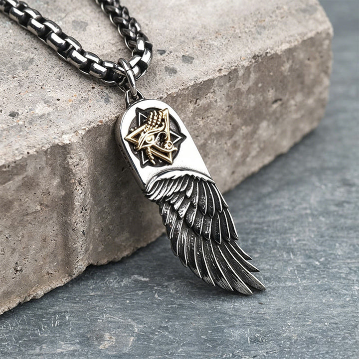 WorldNorse Eye of Horus Wing Necklace - Box Chain - image 3