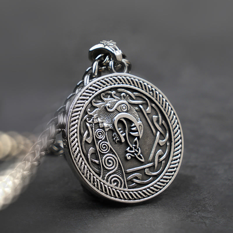 WorldNorse Spiral Knot Norse Dragon Round Necklace - Without Chain - NO THANKS - image 0