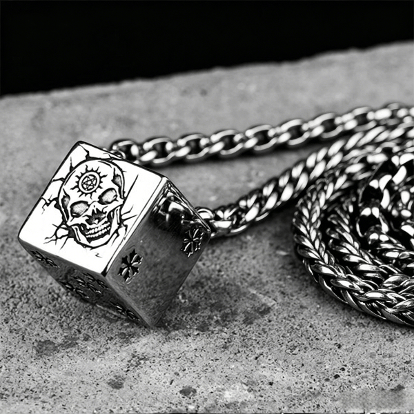 WorldNorse Cube Pentagram Skull Pendant Necklace - image 2