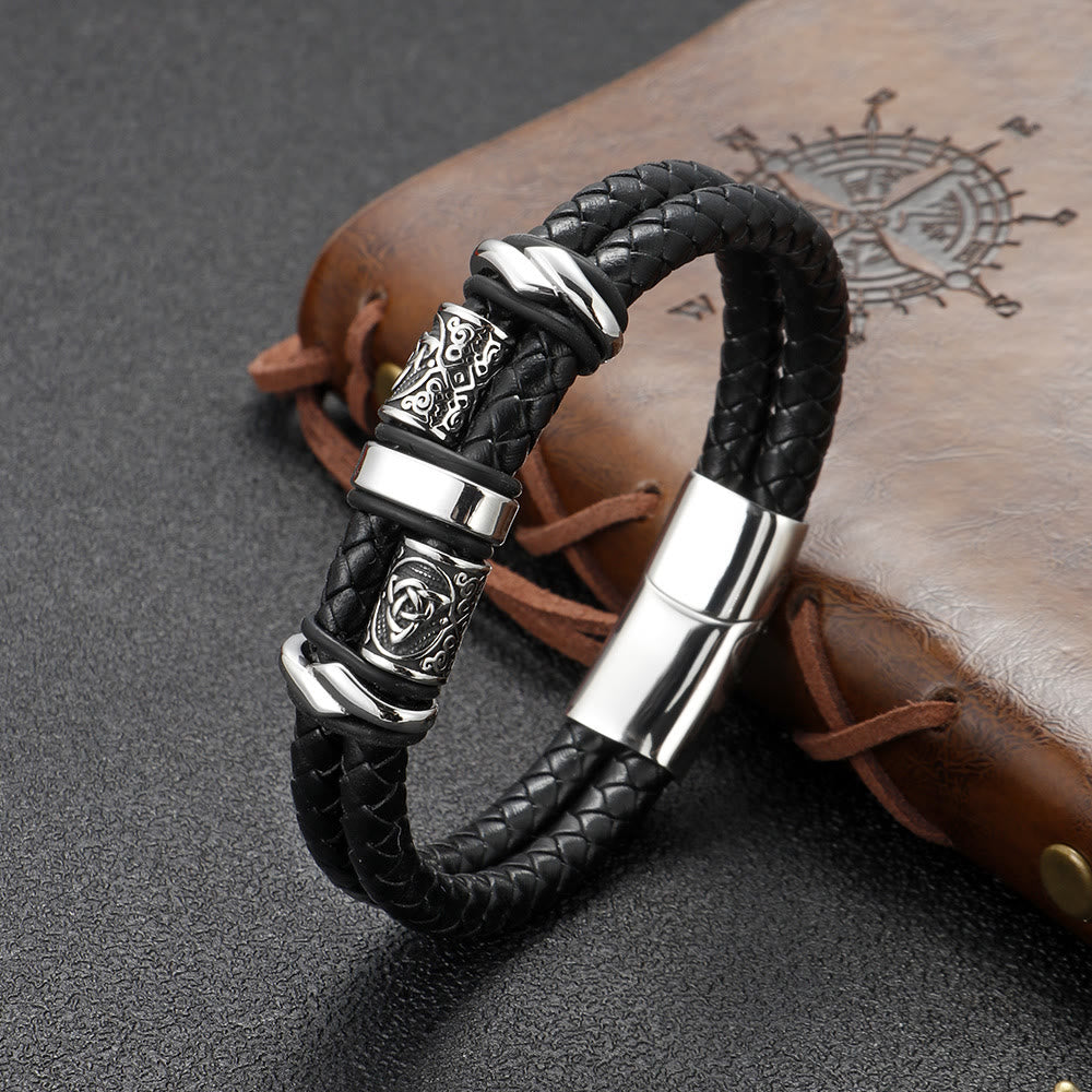 WorldNorse Celtic Knot Viking Compass Bracelet - Black - 23cm - image 0