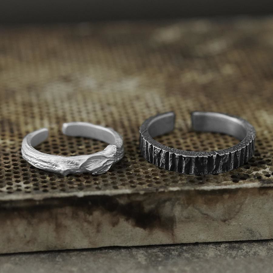 WorldNorse Handcrafted 999 Silver Rough Timber Textured Couple Ring - image 7