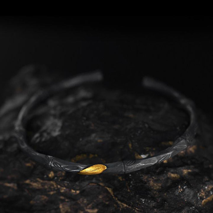 WorldNorse Handcrafted 999 Silver Bamboo Open Cuff Bracelet - image 2