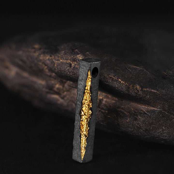 WorldNorse Handcrafted 999 Silver Slab Crack Gold Necklace - image 0