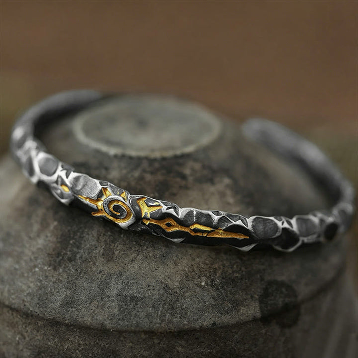 WorldNorse Handcrafted 925 Silver Wish Stone Textured Cuff Bracelet - image 3