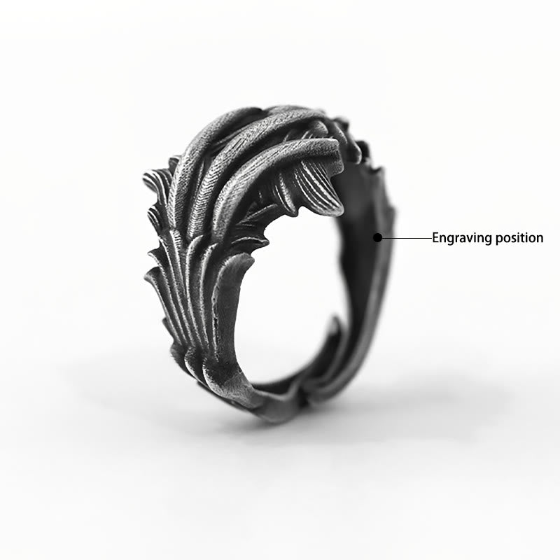 WorldNorse Handcrafted 999 Silver Carved Feather Layered Ring - Adjustable - YES PLEASE - image 4