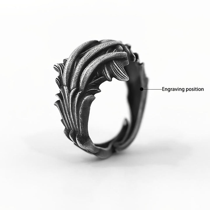 WorldNorse Handcrafted 999 Silver Carved Feather Layered Ring - Adjustable - YES PLEASE - image 4