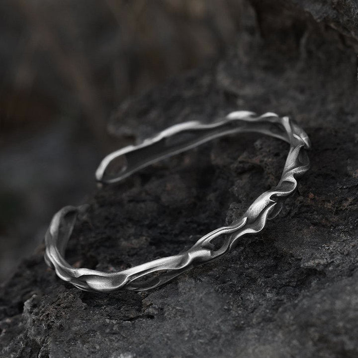 WorldNorse Handcrafted 999 Silver Twisted Flame Hollow Cuff Bracelet - Large - image 0