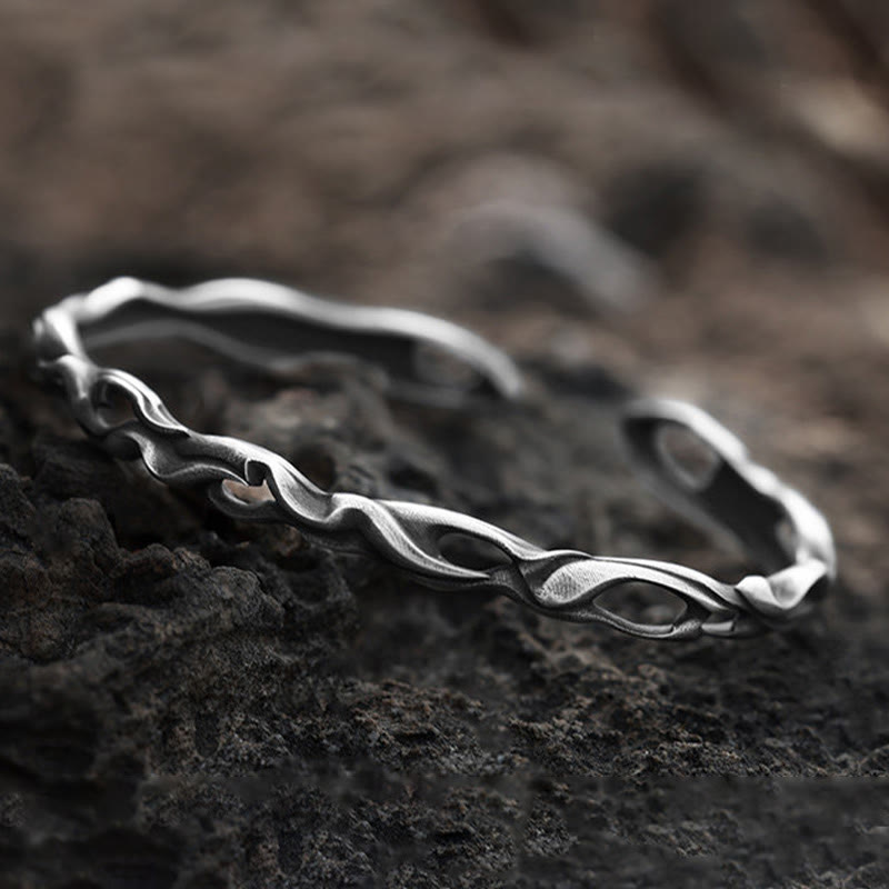 WorldNorse Handcrafted 999 Silver Twisted Flame Hollow Cuff Bracelet - image 4