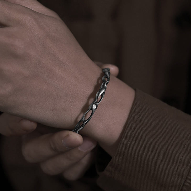WorldNorse Handcrafted 999 Silver Twisted Flame Hollow Cuff Bracelet - image 6