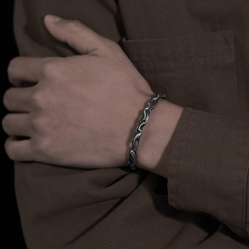 WorldNorse Handcrafted 999 Silver Twisted Flame Hollow Cuff Bracelet - image 7