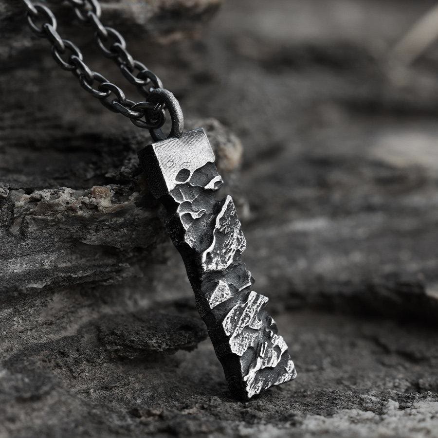 WorldNorse Handcrafted 999 Silver Cracked Mountain Textured Necklace - image 4