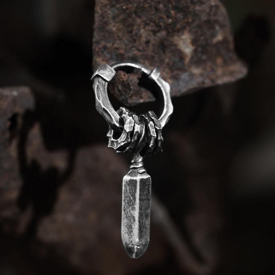 WorldNorse Handcrafted 999 Silver Damocles Sword Hammered Earrings - image 2