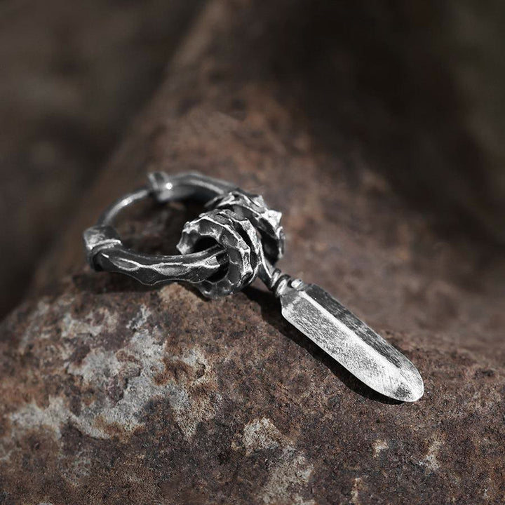 WorldNorse Handcrafted 999 Silver Damocles Sword Hammered Earrings - image 3