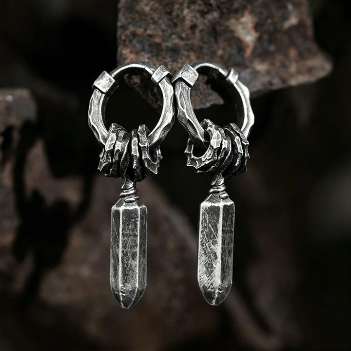 WorldNorse Handcrafted 999 Silver Damocles Sword Hammered Earrings - One Pair Earrings - image 0