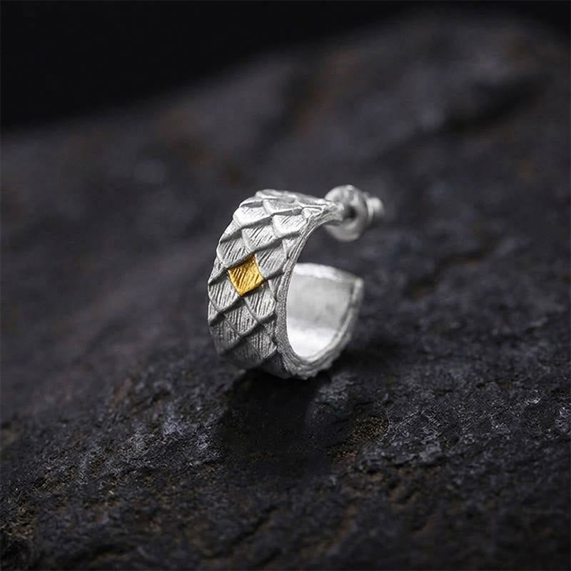 WorldNorse Handcrafted 999 Silver Dragon Scale Earrings - A Pair - White - image 6