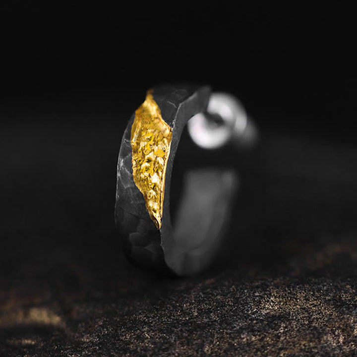 WorldNorse Handcrafted 999 Silver Hammered Gold Vein Earrings - image 3