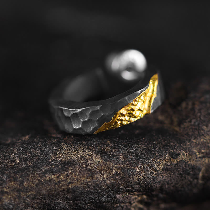 WorldNorse Handcrafted 999 Silver Hammered Gold Vein Earrings - image 5