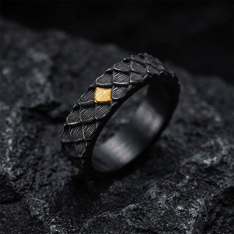 WorldNorse Handcrafted 999 Silver Embossed Dragon Scale Inlaid Gold Ring - AU Size V1/2 (US 11) - NO THANKS - image 0